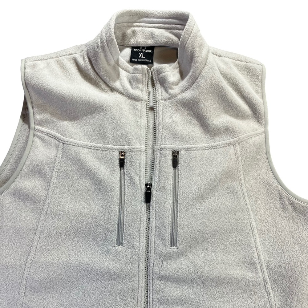 SCOTTeVEST Fleece Vest Men's XL Gray‎ Full Zip Pockets Travel Utility Vest